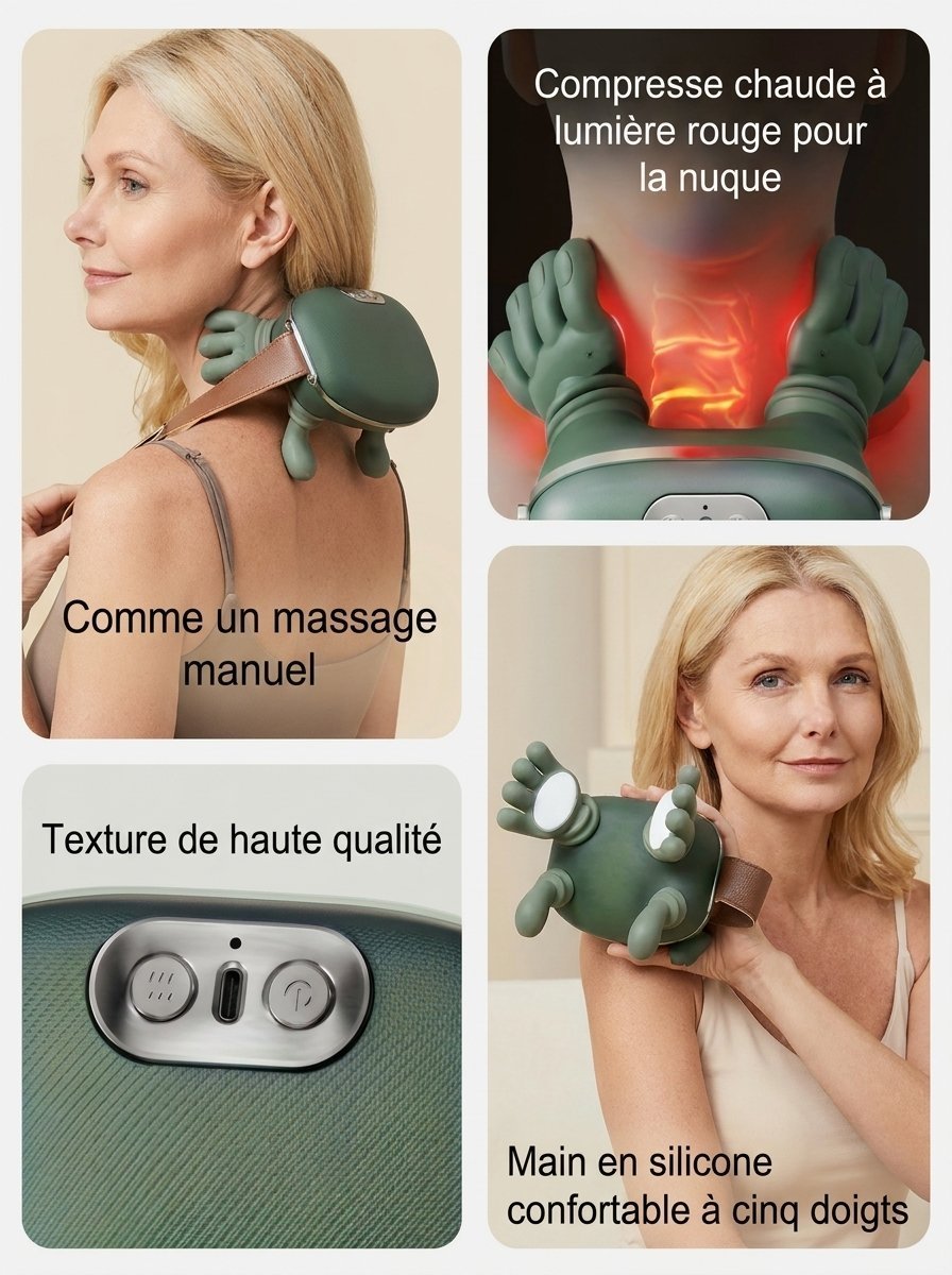 Massage manuel imité, chaleur, main 5 doigts silicone